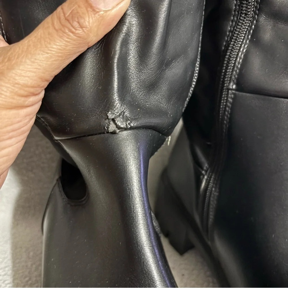 Rue21 size 10 Black Knee-High Women's Faux Leather Zipper Riding Boots